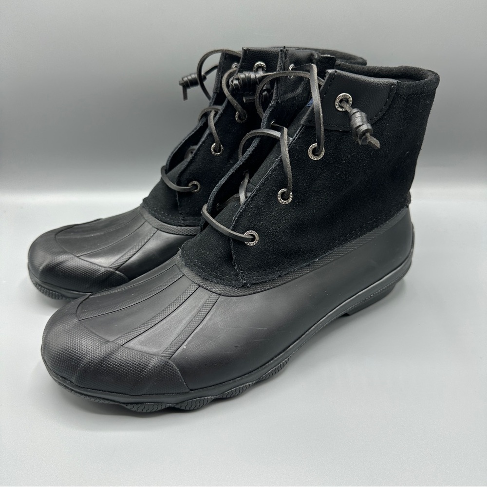 Sperry Saltwater Leather/Rubber Rain Snow Duck Boots Women’s size 10 Black